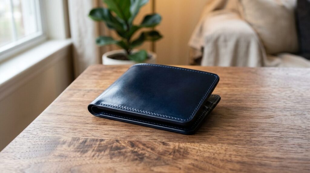 コードバン財布についた初期の傷。購入から約1ヶ月の状態