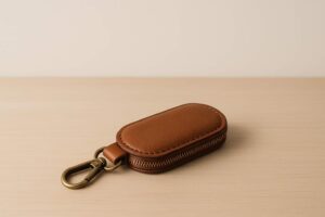 ガンゾの折りたたみ式革製キーケース 5連フック スナップボタン式